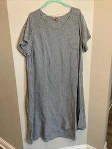 Flachs Leinen gewebt Kurzarm Oversize Lagenlook Kleid ÜBERGRÖSSE 3G - Bild 1 von 9