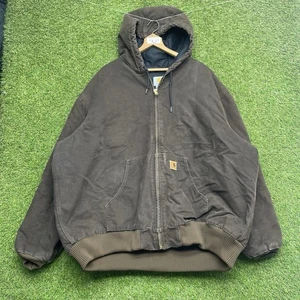 Vintage Carhartt Jacket Mens 3XL J130 MDT Quilted Hooded Jacket Brown Workwear - Picture 1 of 10