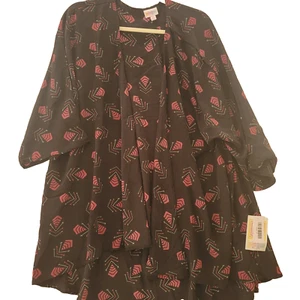 LulaRoe Lindsay Damen Kimono schwarz Medium Halbarm vorne offen hoher niedriger Saum - Bild 1 von 5