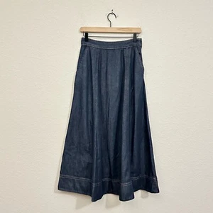 BODEN Panelled Denim Midi Skirt Womens Sz 6 Indigo A-Line Y2K Work Retro NWT - Picture 1 of 13