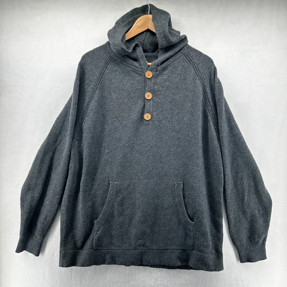 Suéter Henley 7 Diamantes Gris Para Hombre Manga Larga Bolsillo Frontal Con Capucha Tejido Foto 1 de 4