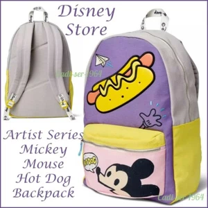 Disney Store Mickey Mouse Hot Dog Backpack Artist Series by Nanako Kanemitsu NEW - Picture 1 of 12