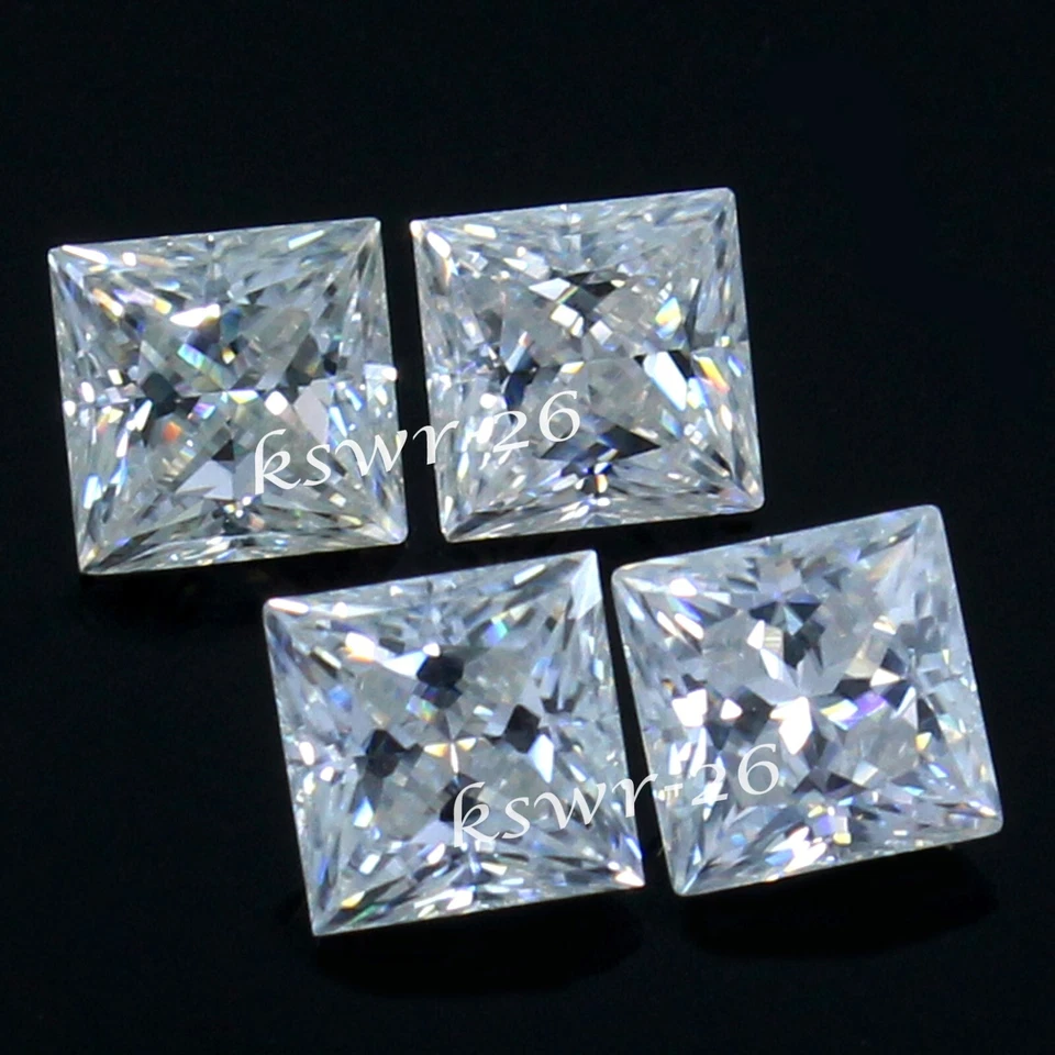 Diamante blanco princesa 4 piezas certificado natural color D VVS1 excelente corte 3x3 mm Foto 1 de 4