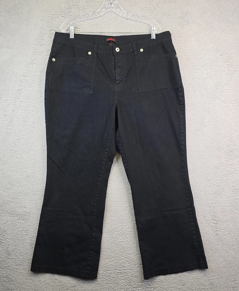 Pantalones de mezclilla Zana Di para mujer Plus 20 S negros pierna ancha acampanados tiro alto entrepierna corta Foto 1 de 4