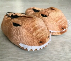 Kids Dinosaur Slippers Children's Boys Girls Unisex Size UK11-12 & UK13-1 Brown - Picture 1 of 3