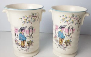 VINTAGE Crown Ducal 1950s Vases x 2 Decorative H15cm Vgc - Picture 1 of 12