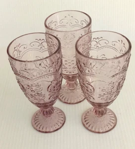 Set of 3 Pioneer Woman Amelia 14.7 Ounce Rose Pink Tea Goblets Drinking Glasses - Picture 1 of 6