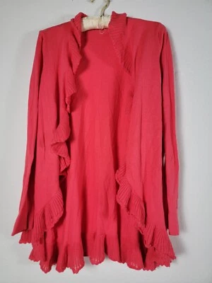 Cárdigan suéter pequeño Lilly Pulitzer para mujer mezcla de seda coral con volantes Foto 1 de 4