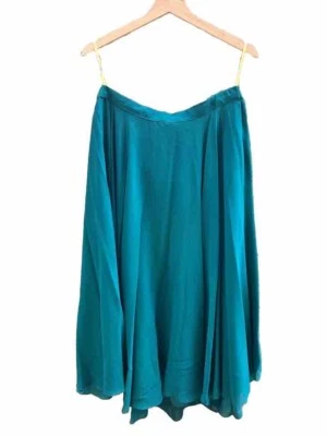 Black Tie Oleg Cassini 12 VTG 100% Silk Kelly Green Balletcore Cottagecore Skirt - Image 1 of 4