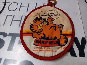 Garfield 1978 ^Bien Usado^ Soporte para Olla con Anillo de Madera ERES LO QUE COMES Jim Davis - Imagen 1 de 15
