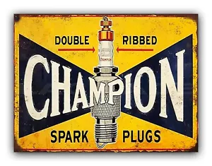 Vintage Style Champion Spark Plugs Metal Garage Sign Mancave Workshop Shed - Picture 1 of 2