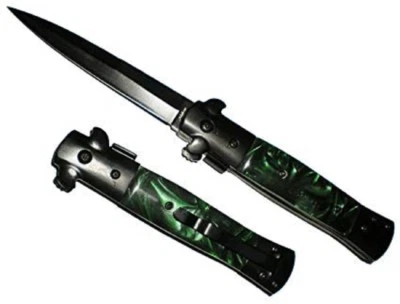 THE X BAY Jade Green Handle Black Blade Michael Corleone Milano Godfather Pocket Knife