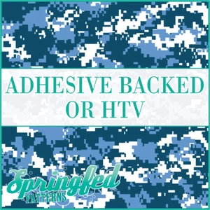 Digital CAMO in Blue, Light Blue & White Adhesive Vinyl or HTV Heat Transfer - Picture 1 of 2