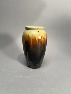 Antique Fulper Arts & Crafts Pottery Vase. Drip Glaze. Tri-color. 6.5” - Image 1 of 4