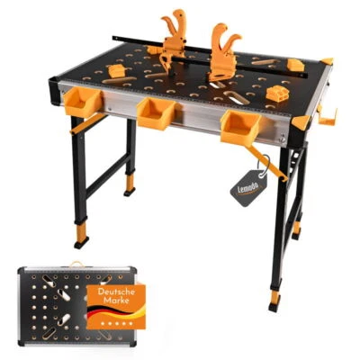 Mobile Werkbank, Werktisch mit über 450 kg Tragkraft, Klappwerkbank mit viel Zub - Bild 1 von 4