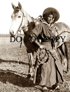 ANTIQUE REPRODUCTION PHOTO PRINT AFRICAN AMERICAN COWGIRL NELLIE BROWN c.1880's - Picture 1 of 1