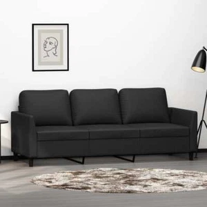 3-Sitzer-Sofa Schwarz 180 Kunstleder R7K4 - Bild 1 von 8