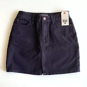 Gonna denim magica nera BILLABONG taglia 26 XS cotone 5 tasche slim fit bottone nuova con etichette - Foto 1 di 7