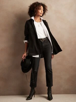 Banana Republic High-Rise Cropped Black Y2k Bootcut Jeans Size 12/31 TALL - Image 1 of 4