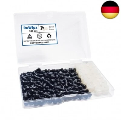 RUWFPZ Sicherheitsaugen für Häkeltiere Amigurumi 6mm - 100 Stück Puppenaugen Häkel Ami