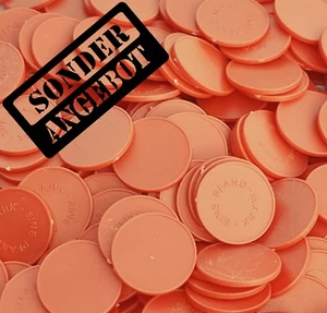 10.000 Stück Wertmarken Einkaufswagenchips Pfandmarken Biermarke Event Orange - Bild 1 von 5