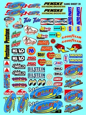 WHITE VINYL Sticker Gang SHEET 39 R/C MODEL Decals 1/12 -1/10 Die-cut -Traxxas- - Image 1 of 4