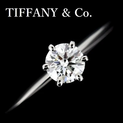 Кольцо с одним бриллиантом TIFFANY & Co. 0,33 карата F VVS1 3EX Pt950 - Изображение 1 из 4