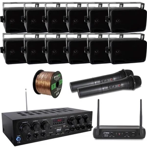 Pyle PTA62BT 6CH Bluetooth Receiver, 12x 3.5" Black Speakers, Mic System, Wire - Picture 1 of 5