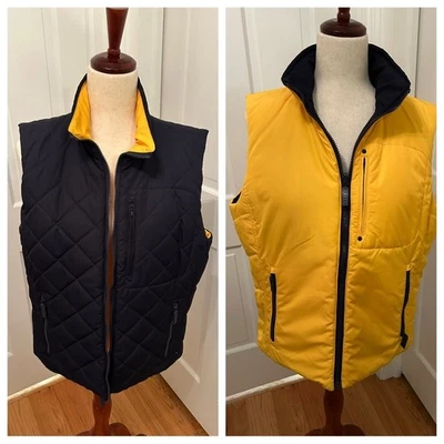 LAUREN RALPH LAUREN Reversible Quilted Vest Women's XL Navy & Yellow Preppy - Image 1 of 4