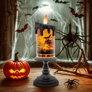 Globo de nieve de Halloween vela sin llama - linterna brillante iluminada de Halloween con... - Imagen 1 de 8