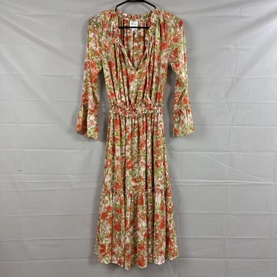 Misa Los Angeles Dress Women XS Lucinda Floral Maxi Ruffle Tiered Boho Chic Flow - Image 1 of 4