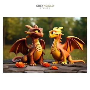Cute Cartoon Dragon Poster for Kids Wall Art Print pick size A4/A3/A2/90x60cm - Bild 1 von 1