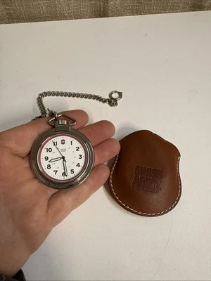 Needs Battery Victorinox Swiss Army Fashion Silver Chain Tone 48mm Pocket Watch - Image 1 of 4