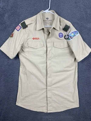 Boy Scout Of America BSA Uniform VENTED Tan Shirt Mens Size M - Image 1 of 4