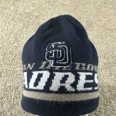 Vtg San Diego Padres Beanie Hat Cap Men Blue OS New Era Stretch MLB Baseball y2k - Image 1 of 4