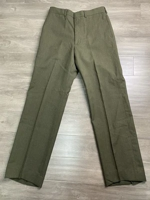 VTG 80’s 100% Wool Serge Green 2234 Talon Zip Military Trousers Size 33R 30x32 - Image 1 of 4