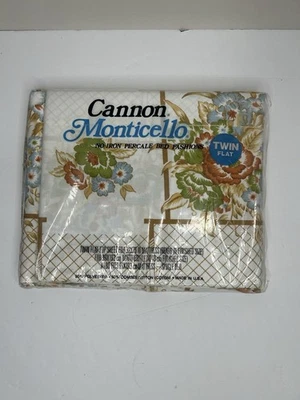 Vintage Cannon Monticello Window Garden No-Iron Percale Sheet Twin Flat - Image 1 of 4