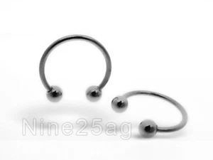 PAIR 14g 7/16" INCH HORSESHOE RINGS Barbell NIPPLE RING EARRINGS LIP PLUGS - Picture 1 of 4