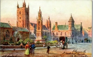 Tucks Künstler signiert Wimbush St. Andrews Church & Guildhall Oilette Postkarte RR1 - Bild 1 von 2