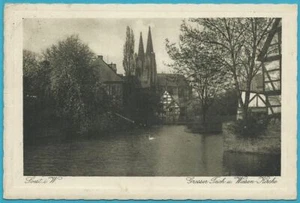 Schwarz-weiß AK Ansichtskarte Postkarte Soest Großer Teich und Wiesenkirche - Bild 1 von 2