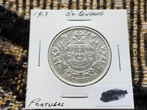 Portugal 50 Centavos 1913 Silver Circulated (Dipped/Cleaned) - Picture 1 of 2