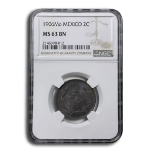 1906-Mo Mexico 2 Centavos MS-63 NGC (Brown) - Picture 1 of 3