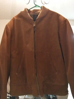 Jaqueta de couro vintage camurça forro Sherpa Bloomingdales masculina ótimo estado! - Imagem 1 de 4