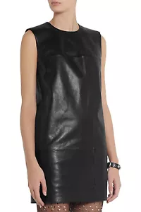 Abito a turni in pelle Saint Laurent YSL nero taglia FR 34/US 2 - Foto 1 di 9