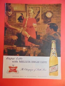 1963 MILLER HIGH LIFE BEER Folks Party Enjoy art print ad - Picture 1 of 1