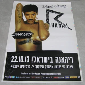 RIHANNA en Israel! Póster raro promoción original Diamonds World Tour 10, 22, 2013 - Imagen 1 de 1
