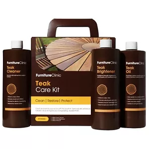 Teak Wood Care | Oil, Cleaner Brightener Kit for Garden & Outdoor Furniture - Picture 1 of 7
