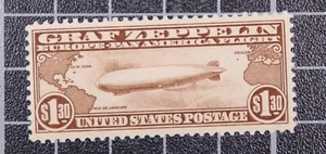 Scott C14 - $1.30 Cents Graf Zeppelin - OG MH - Nice Stamp - SCV - $375.00 - Picture 1 of 2