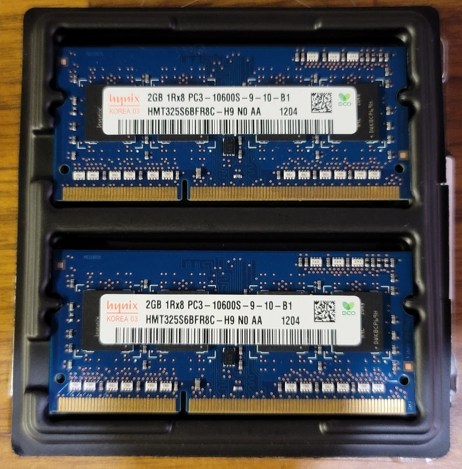 Hynix 2X2GB SO-DIMM 1333 MHz PC3-10600 DDR3 SDRAM Laptop Memory - Image 1 of 1