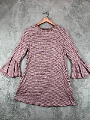 Womens Dresses Large Mini Red Stripe Bell Long Sleeve Pockets Speechless Ladies - Image 1 of 4